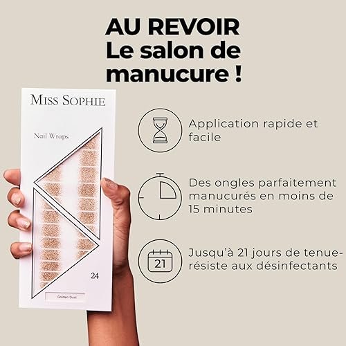 Miss Sophie Nail Wrap - "Golden Dust", Paillete, Transparent, Or, Nail ...