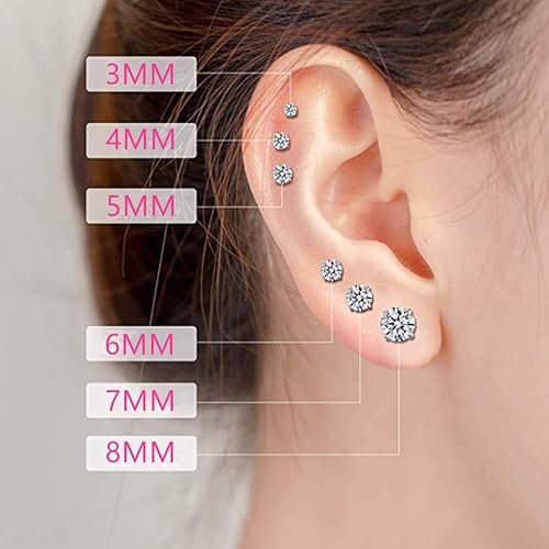 Ozmw 6 Paires Boucles d'Oreilles Medicales en Acier Inoxydable pour Femmes, Zircone ...