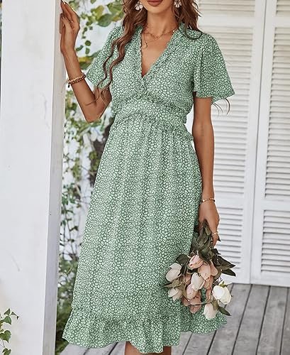 Avondii Robe d't pour femme - Col en V - Style bohme