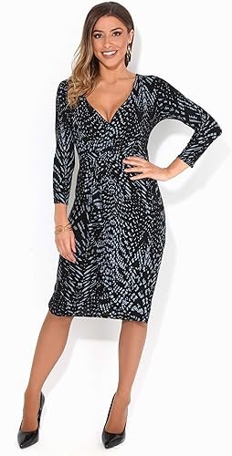 KRISP Robe Cache-Cœur Imprime (6609-WINBLK-08 ...