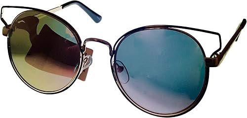 Lucky Brand Women Round Metal Sunglass, Pink Flash Lens Kelsey
