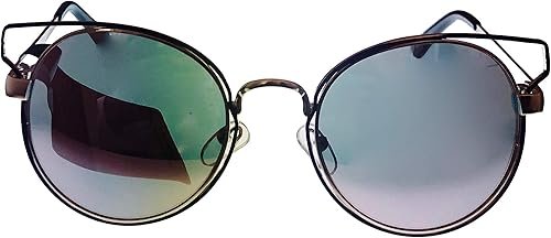 Lucky Brand Women Round Metal Sunglass, Pink Flash Lens Kelsey
