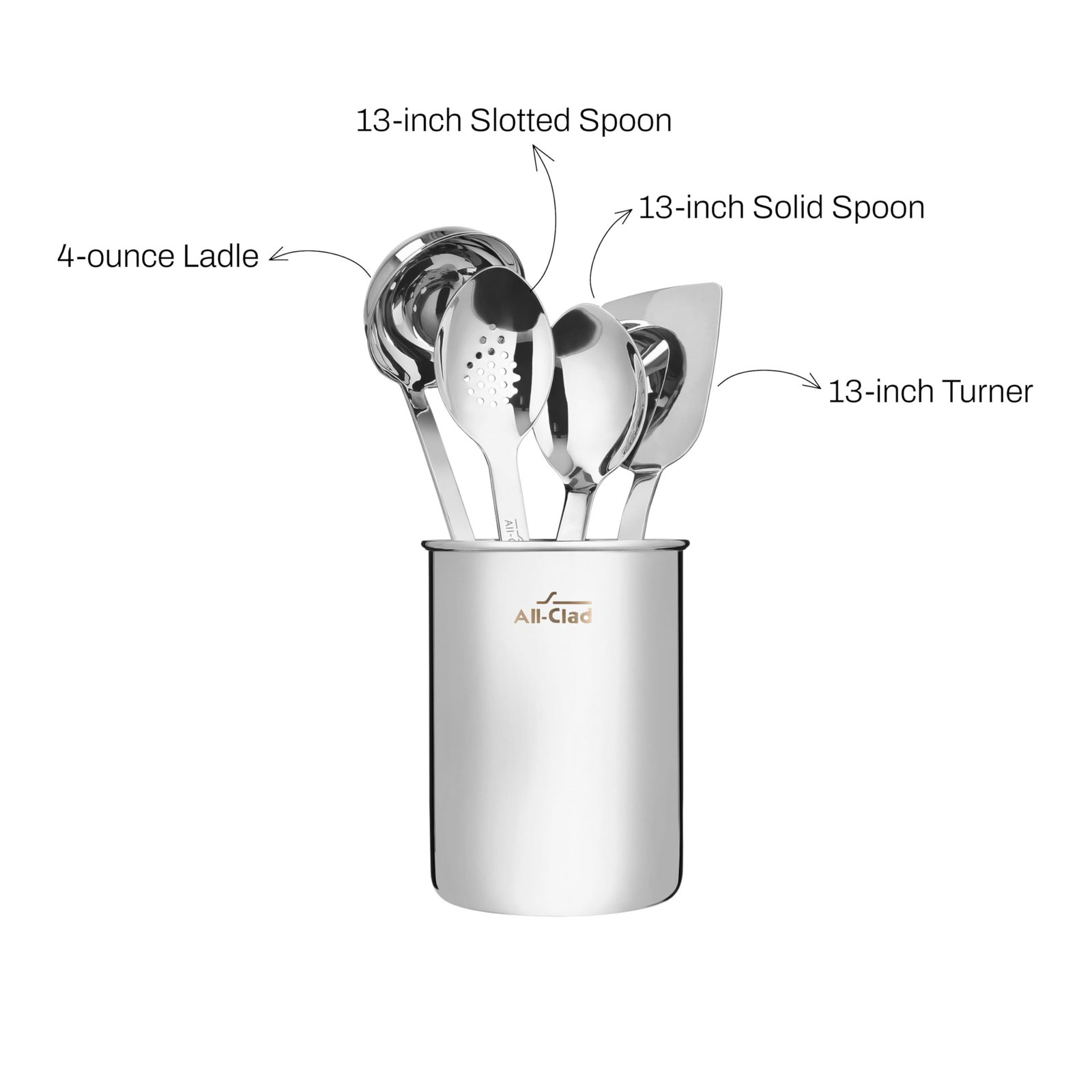 ## All-Clad Stainless Steel Kitchen Tool Set; 8 piece. ## Professional Stainless Steel Kitchen Tool
