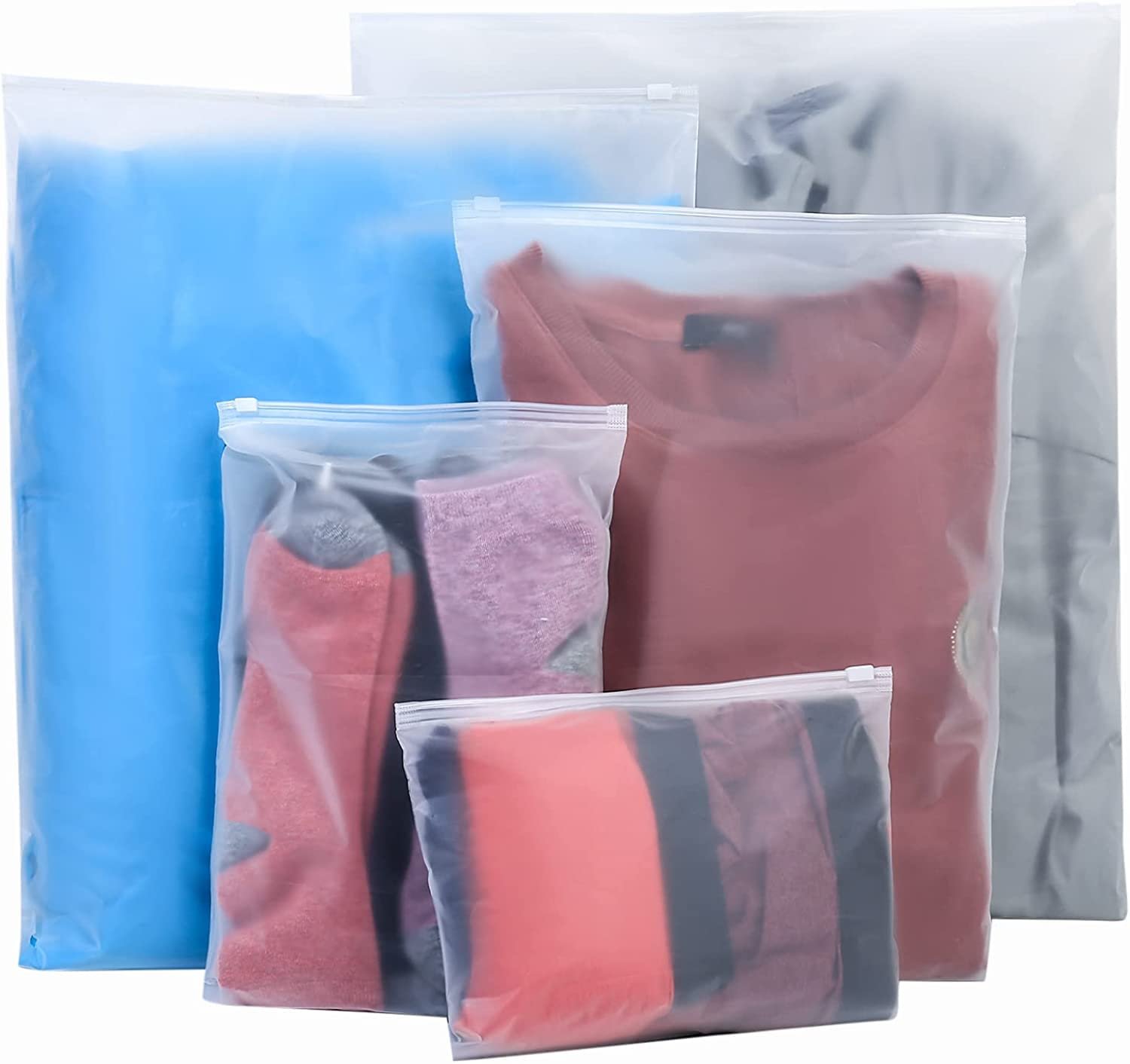 Pack of 20 Transparent Waterproof Plastic Zip Storage Bags for Clothes, Underwear, Shoes