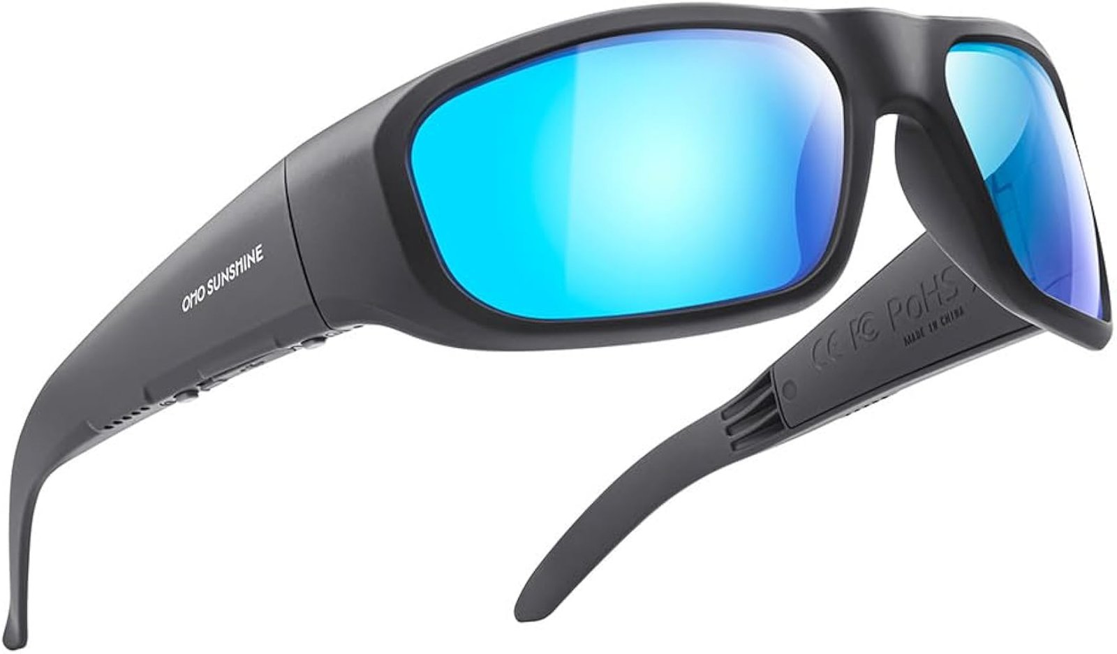 Polarized lenses block glare for improved clarity and contrast, while also offering 100% UVA and UVB