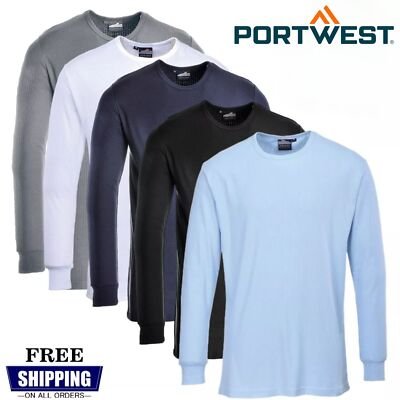 Portwest B123 Thermal Insulated Long Sleeve T-Shirt White, Medium