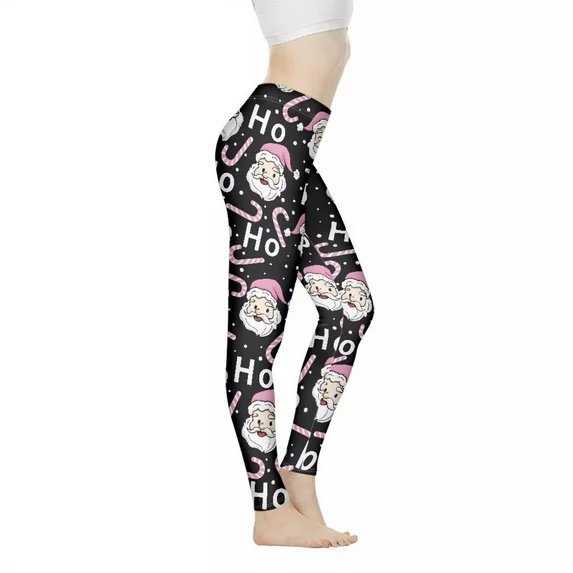 Women's Sports Leggings Elastic Yoga Pants Printed Christmas Theme High